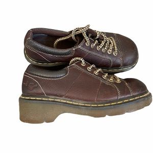 Dr. Martens Brown Platform Low-Top Leather Shoes